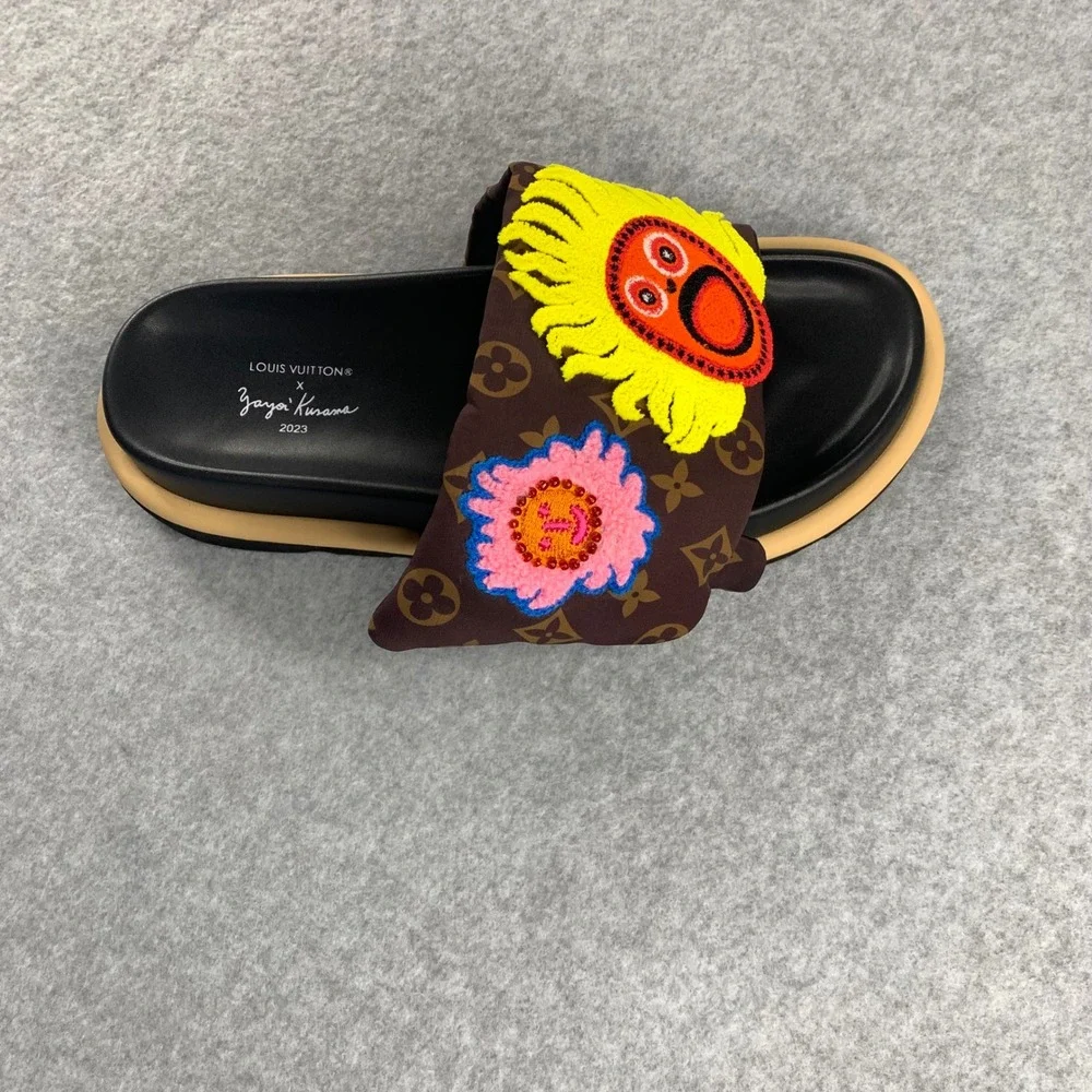 Louis Vuitton Pool Pillow Sandal Women 42 Brown Kusama Monogram Slides - Picture 2 of 16